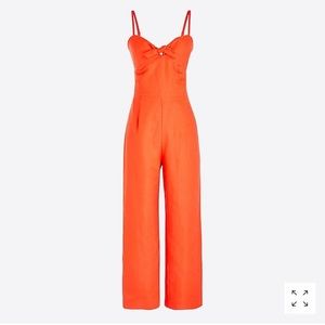 TIE-FRONT JUMPSUIT IN LINEN-COTTON